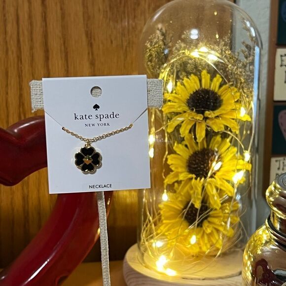 NWT Kate Spade Black & Gold Necklace Spade & Studs Enamel Mini Pendant #TSNK - Picture 3 of 8